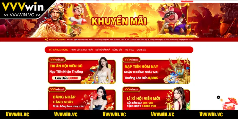 Giới thiệu tổng quan các chương trình khuyến mãi VVVWIN online hấp dẫn nhất